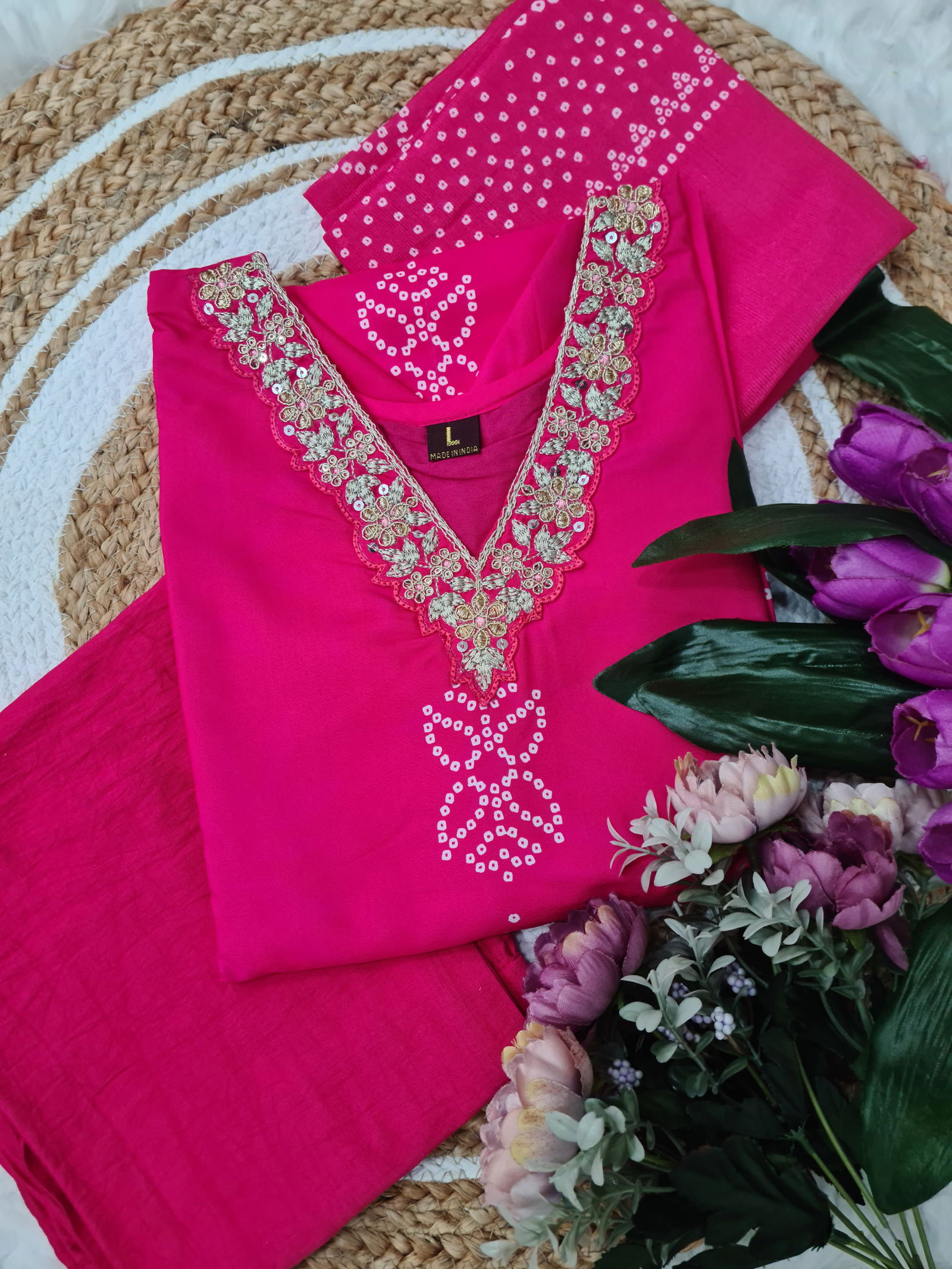 SC 609 Shivam Embroidery Kurti With Bottom Dupatta Suppliers In India